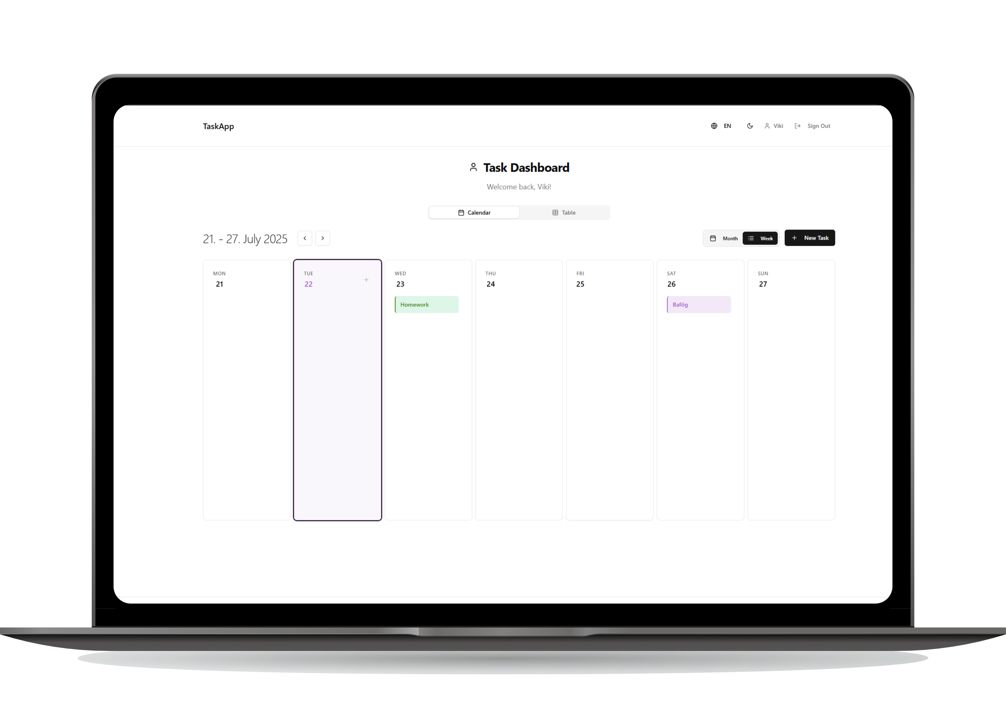 StudySync To-Do Wochenansicht